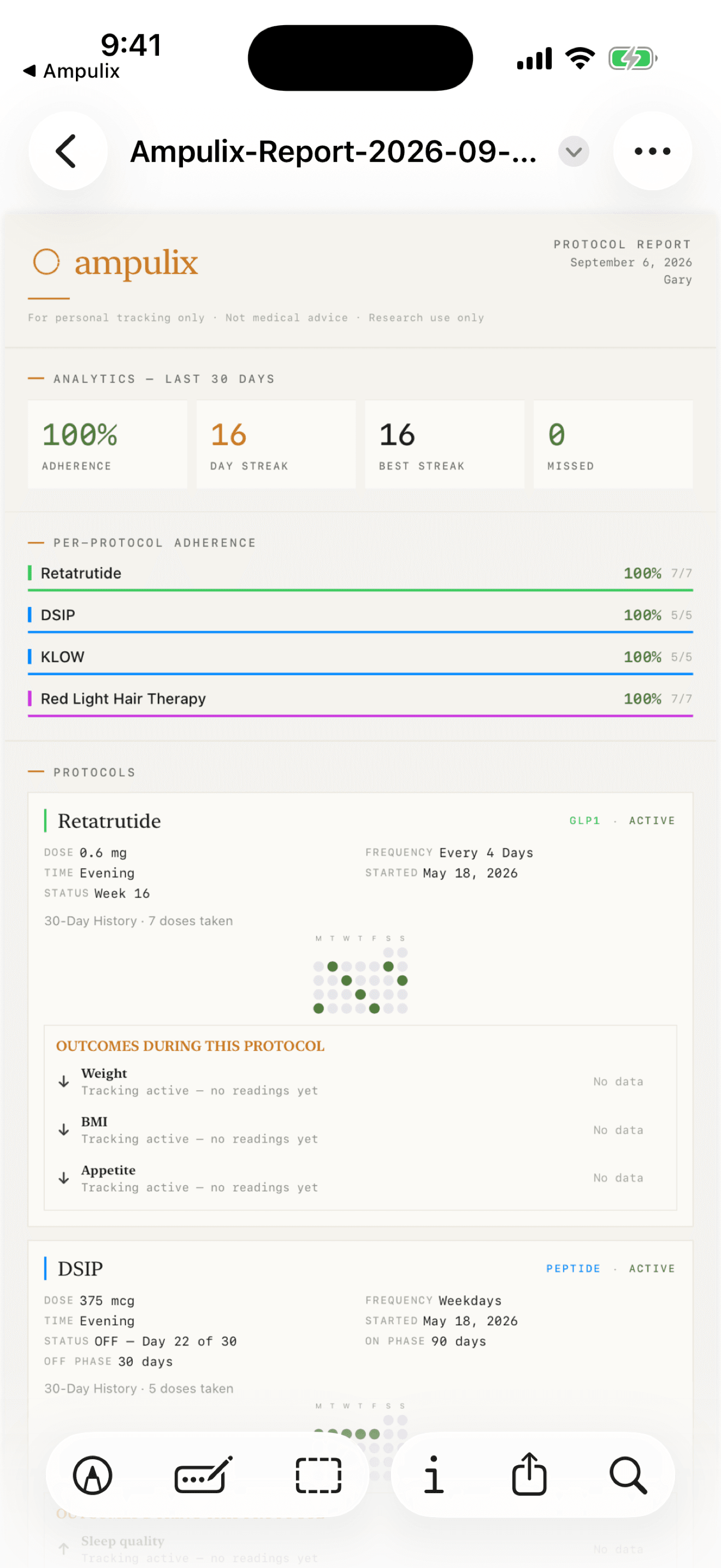 PDF export — generated report preview