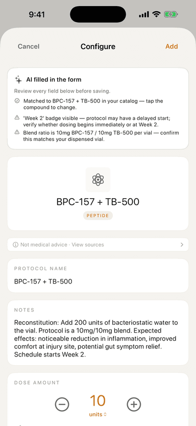 Scan label — camera capturing a vial label inside the Ampulix iOS app